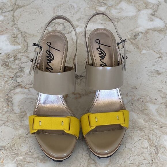 Lanvin Platform Heeled Leather Sandals Made in Italy - Picture 4 of 16